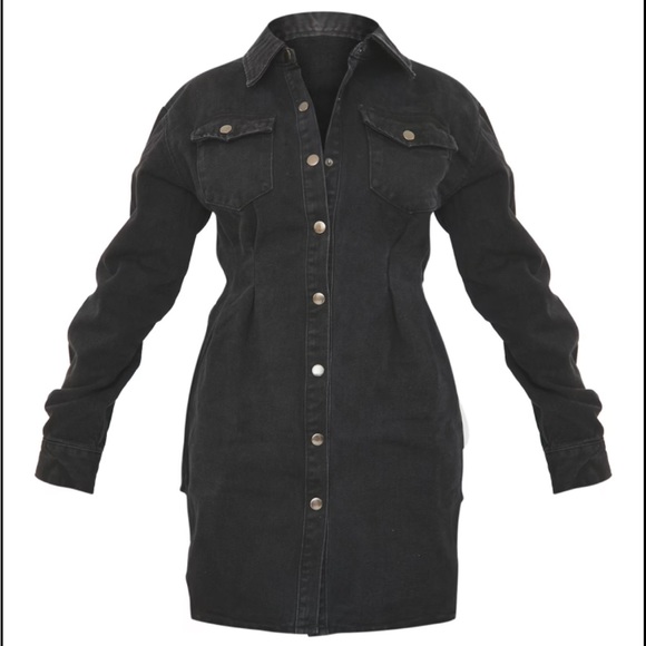 🖤black denim dress from prettylittlething. size 4 (small) - Picture 2 of 4